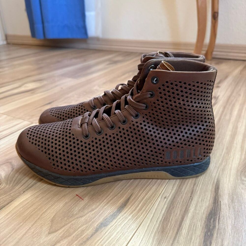 NOBULL Men’s Brown Perforated High-Top Coffee Leather Trainer Sneakers Shoes Siz - Picture 2 of 8